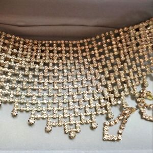 rhinestones silver necklace and earrings